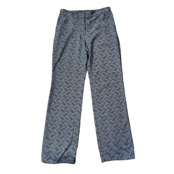 AKRIS punto Black & Blue Print Geometric Wide Leg Pants Size US 6 - Picture 1 of 7